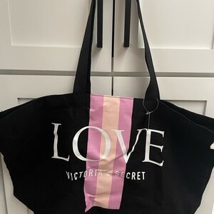 Victoria's Secret Black and Pink LOVE Tote